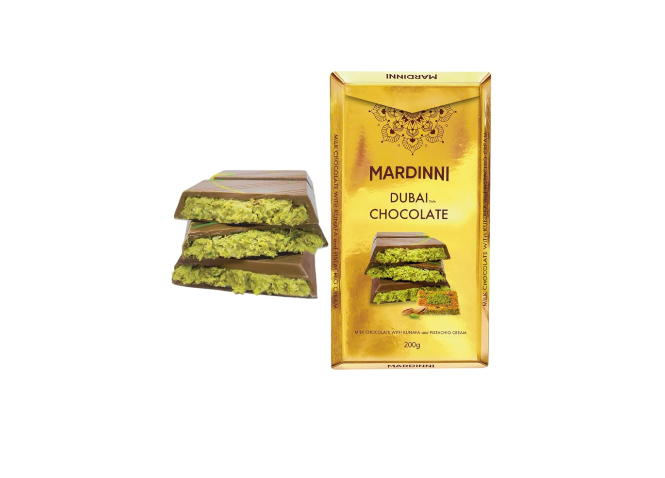 Buy MARDINNI DUBAI STYLE CHOCOLATE WITH KADAYIF&PISTACHIO 200g 6pcs from JJ Trading Inc. Wholesale grocery supplies, best prices, and shipping across the USA.