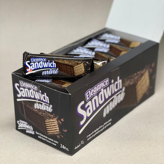 ELEGANCE SANDWICH MINI DARK CHOCOLATE COATED WAFER (6X24) 144 pcs